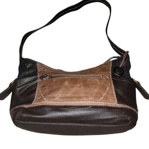 The Sak Women's 2 Tone Brown Pebbled Leather Hobo Shoulder Bag